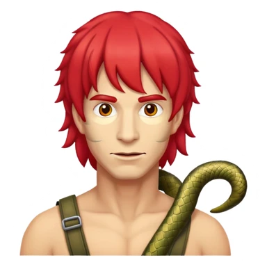 Snake man wearing a red wig sticker