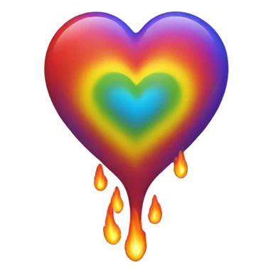 Rainbow heart burning sticker