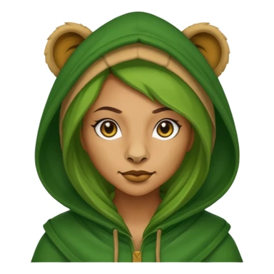 green Hooded lion woman sticker