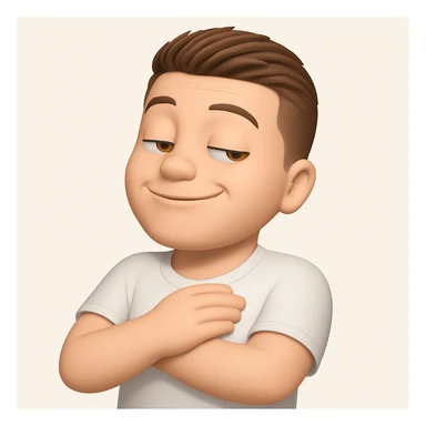 Based on these photos, make an emoji with facial features preserved, man in white t-shirt, proud sticker