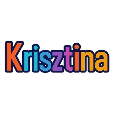 Krisztina name with colorful, varied gradient, modern font, dark outline, transparent background, in the style of sample images sticker