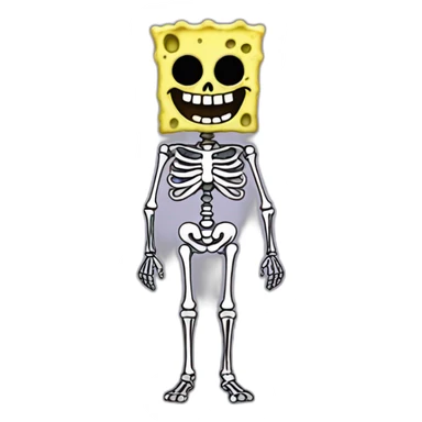 spongebob as skeleton body sticker