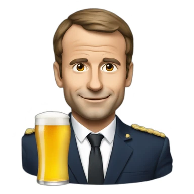 Macron avec une bière sticker