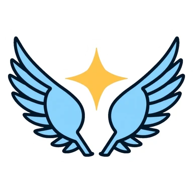 saint emblem with light blue wings, divine, holy sticker