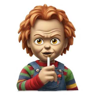 Chucky smoking a rolled cbd blunt sticker