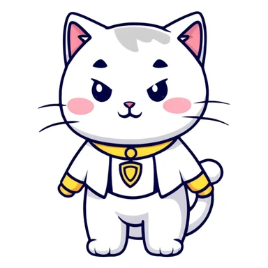 a white cat wearing a fancy costume sticker