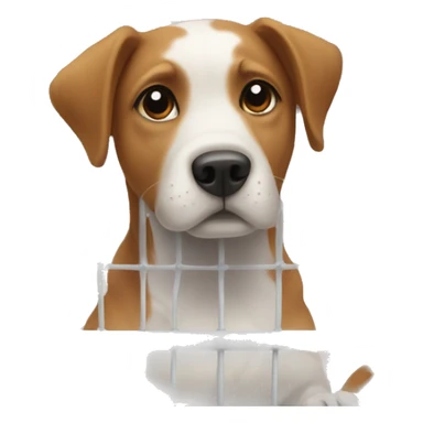 Dog in a playpen sticker