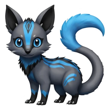 Rare exotic cute epic aesthetic gothic colorful Salandit-Eevee-Civet-species-Fakemon-hybrid-creature, with markings, full body sticker