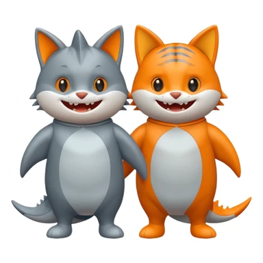 2 happy cats wearing shark costumes sticker