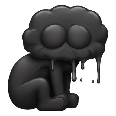 Black doodle puking sticker