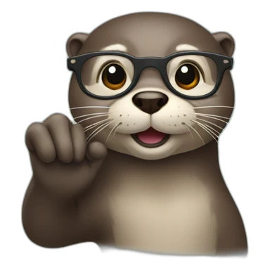 otter with glasses pointing up with his right hand sticker