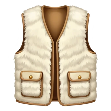 A plain, fluffy fur vest in near-white cream color without pockets sticker