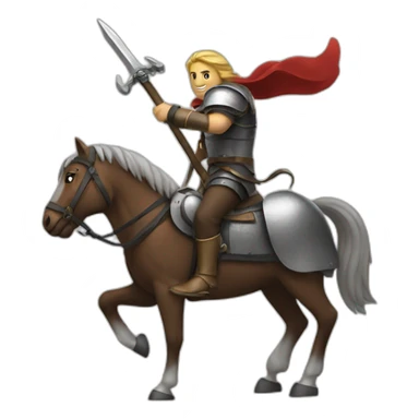 a hero on a horse with a mace sticker