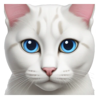 British cat white with blue eyes and pink nose sticker