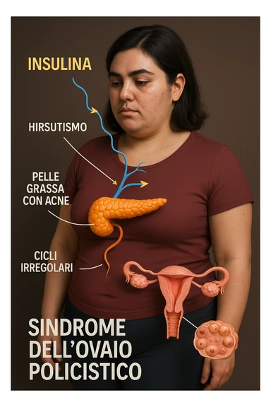 Donna con insulina fuori controllo  in 3D immagine medica donna pcos in italiano sticker