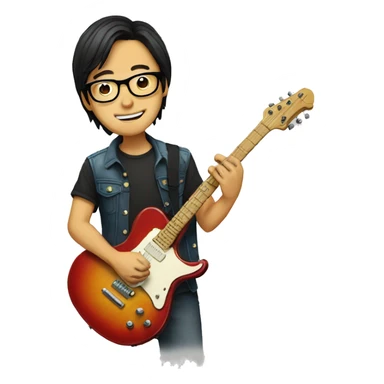 guitarist with glasses and guitar asian sticker