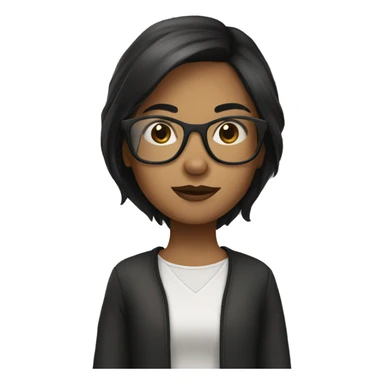 girl with dark brown hair and clear glasses sticker