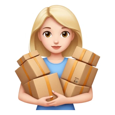 Girl holding a lot of packagws sticker