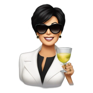 Kris Jenner with sunglasses drinking a martini sticker