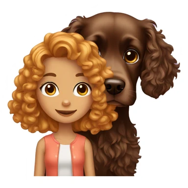 girl with curly hair and cocker spaniel dog sticker