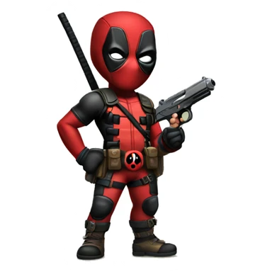 Cute deadpool character full body with pistols sticker