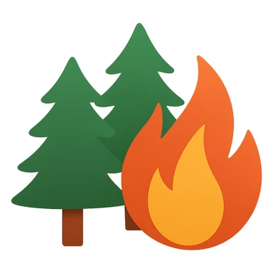 forest fire with simple shapes and bold colors in a flat icon style sticker