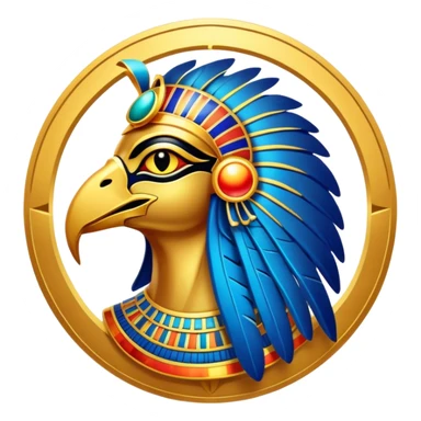 Egyptian sun god Ra with falcon head and sun disk sticker