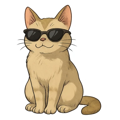 ghibli style cat wearing sunglasses sticker