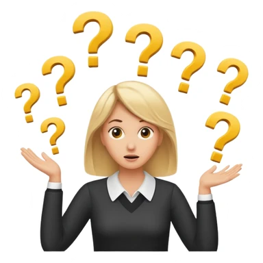 lady with medium lenth blonde hair throwing question marks in the as if confused sticker