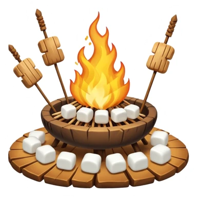bonfire, with marshmallows on skewers, campfire sticker