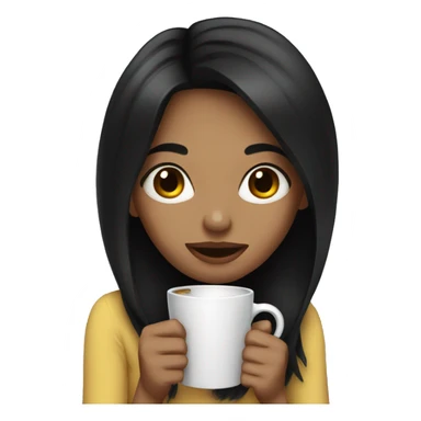Girl with black hair drinking coffee sticker
