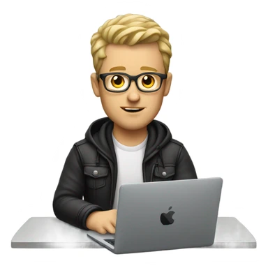 white boy music producer with macbook sticker