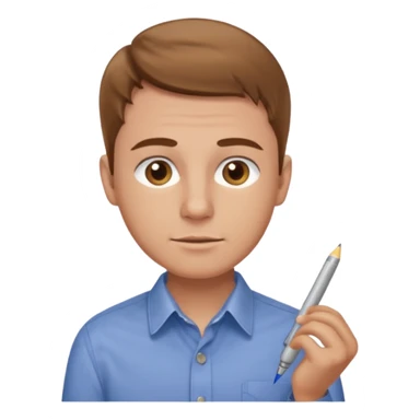 man with lgiht brown hair doing back, round cheeks at work lighter skin, hazel eyes sticker