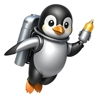 penguin with a jetpack sticker