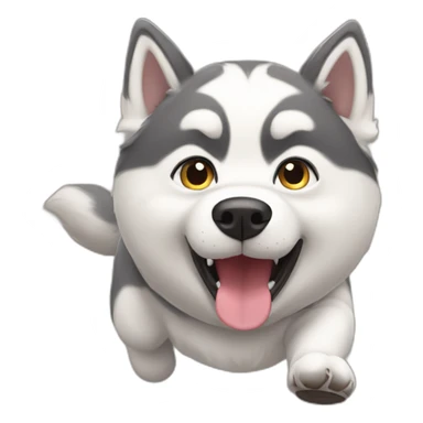 fat cute husky racing sticker