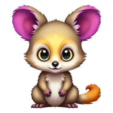 Adorable colorful baby edgy animal-hybrid full body, big Eyes, marsupial  sticker