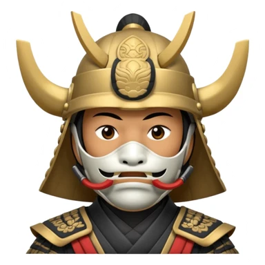Samurai with helmet and a detailed mask covering their mouth sticker