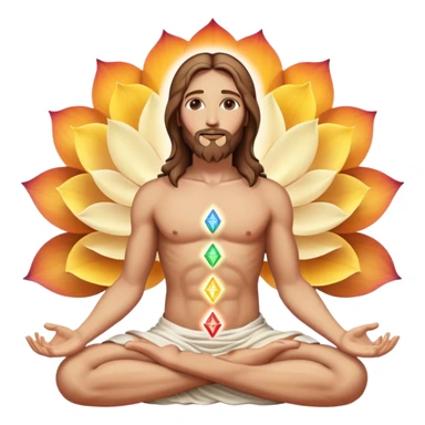 Jesus in lotus pose, glowing chakras aligned sticker