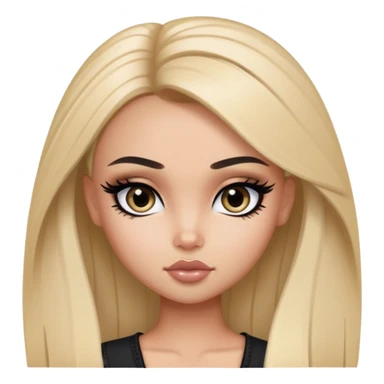 straight hair, pretty eyes, black eyeliner, pretty bratz baddie sticker