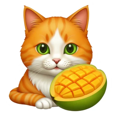 Cat eating mango sticker