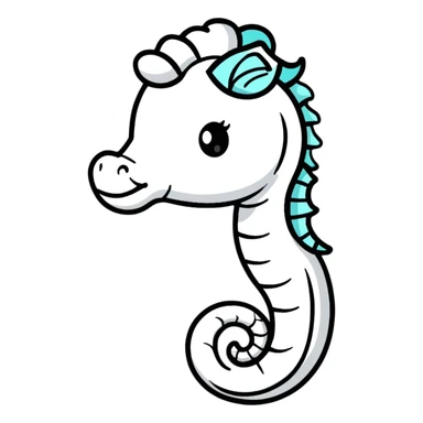 A cute white seahorse swimming sticker