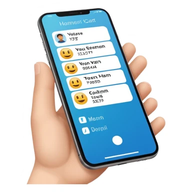 digital busniess card on a phone screen in english written sticker