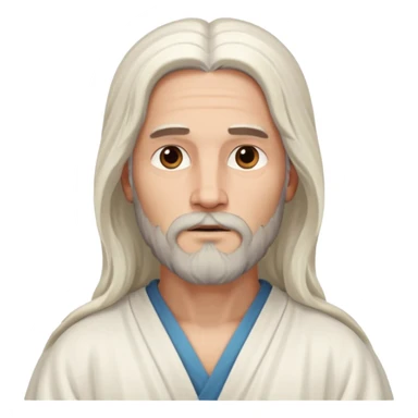 Jesus, Son of God from Gods and Goddesses with long white hair and beard, white outfit sticker