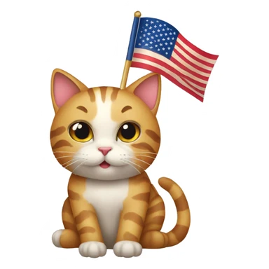 Cat with a flag of usa sticker