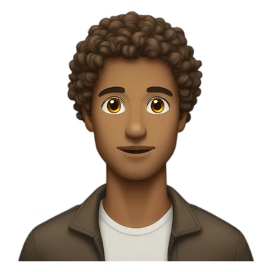 brown man, curly hair, strong jawline sticker