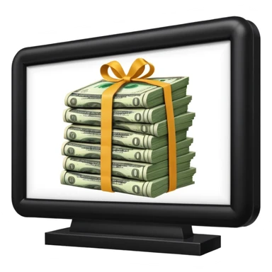 money and a billboard advertisement sticker