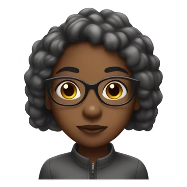 black girl with glasses and hearts sticker
