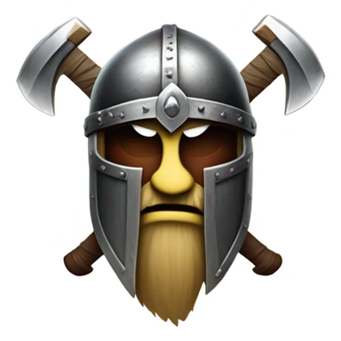 apple with two battle axes and a viking helmet  sticker