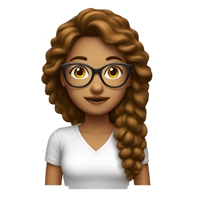 mulher branca com cabelo castanho escuro liso grande oculos sticker