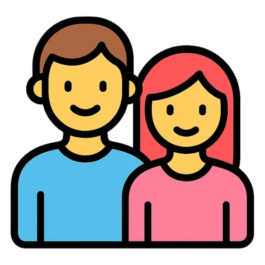 friendly and modern color outline icon of two parents sticker